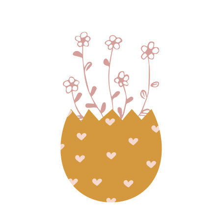 Vase in the shape of an egg. Easter vase. flowers. For greeting cards design. vectorのイラスト素材