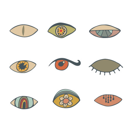 eye outline icons. abstract eyes. Open and closed eyes images, sleeping eye shapes with eyelash. clip art. Vector.のイラスト素材