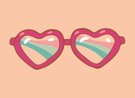 Hippie Sunglasses with peace sign flower and fly agaric. vector colorful illustration. Sticker, patch, t-shirt print, logo design. Clipart. vectorのイラスト素材
