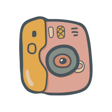 camera doodle illustration isolated on a white background. camera icon drawn-hand. vector.のイラスト素材