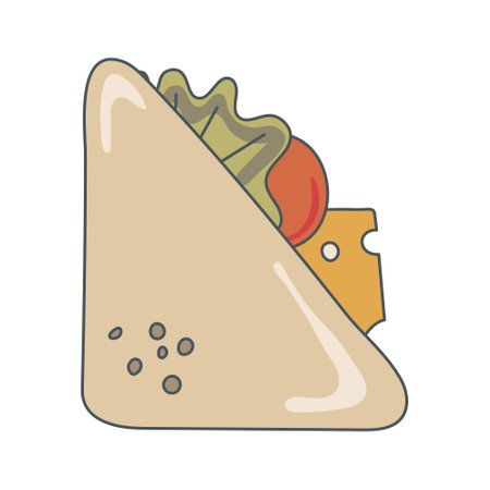 delicious appetizing sandwich. street food. Food illustration isolated white background. retro style. Clipart. Vector.のイラスト素材