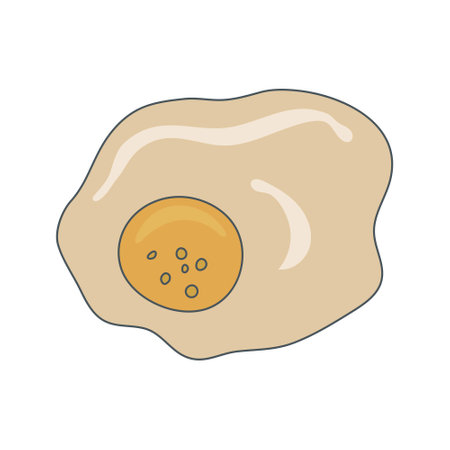 fried eggs, broken eggs, yolks isolated on white background. Food illustration isolated on white background. retro style. Clipart. Vector.のイラスト素材