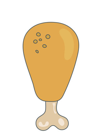 appetizing Crispy fried chicken icon. chicken leg. Food illustration isolated white background. retro style. Clipart. Vector.のイラスト素材