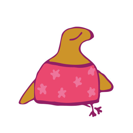 cheerful bright bird in a dress. Bright spring. isolated on white background. Vector illustration.のイラスト素材