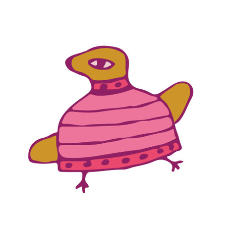 cheerful bright bird in a dress is dancing. bright spring. isolated on white background. Vector.のイラスト素材