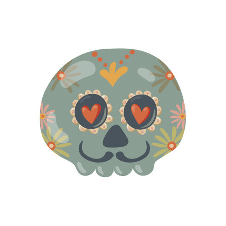 sugar skull. Mexican Dia de los Muertos (Day of the Dead) sugar skull icon. doodle. clipart. vectorのイラスト素材