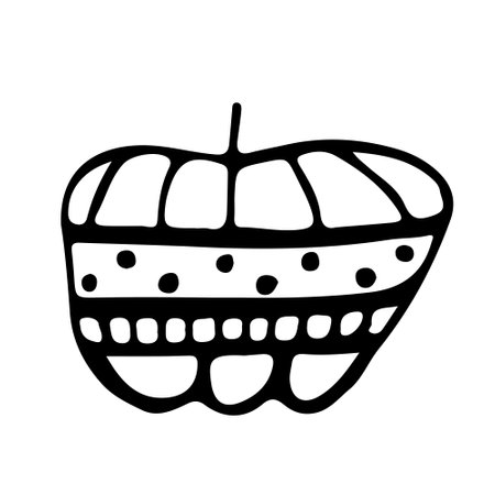Apple. Doodle apple fruit isolated on white background. Abstract image of a fruit. vectorのイラスト素材