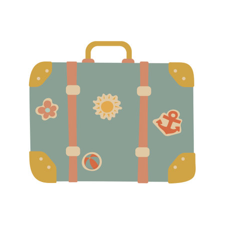 Travel suitcase. suitcase with stickers. rest. Trips Trips Vectorのイラスト素材