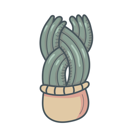 Cute bright succulent on a white background. beautiful design. For flower and plant shop, garden, seeds, children's illustration. cute cactus. Vector.のイラスト素材