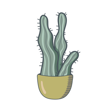 Cute bright cactus on a white background. Beautiful design. For flower and plant shop, garden, seeds, childrens illustration. Cute cactus. Vector illustration.のイラスト素材