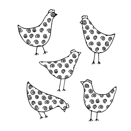Chicken silhouette isolated on white background. vectorのイラスト素材