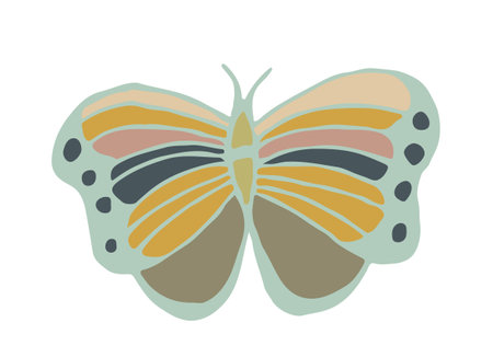 Butterfly doodle vector. Bright insect. Butterfly silhouette in trendy style. Sticker, tattoo, postcard Vectorのイラスト素材