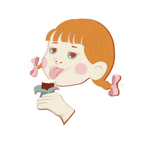 little girl eat ice cream and rejoices. cheerful child. mood. ice cream. vector.のイラスト素材
