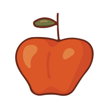 Red apple, green leaf. Fruit juicy isolated on white background. Vectorのイラスト素材