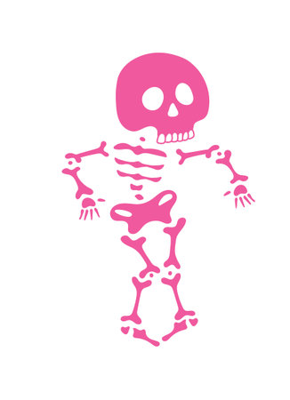 pink skeleton dancing breakdance isolated vectorのイラスト素材