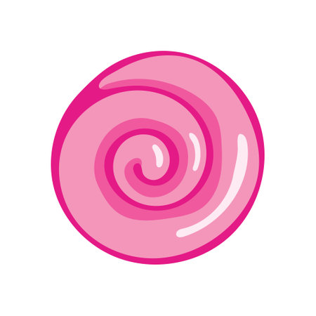 Pink round spiral lollipop. Colorful sweet lollipops. Children s sweets. Halloween candy. Christmas caramel. Vector illustration on a white backgroundのイラスト素材