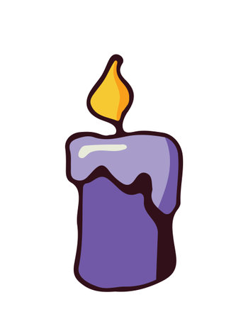 lit candle Wax candle. Vector hand drawnのイラスト素材
