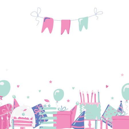 Balloons, heart, star symbols, cupcake cake gift box flags Vectorのイラスト素材