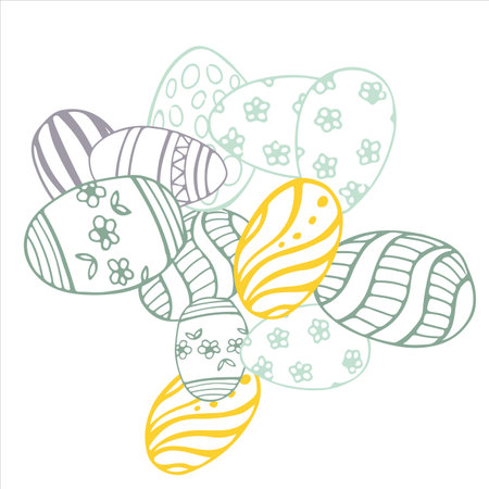 Frame made of elements for Easter. Traditional Easter elements. Vector illustration. Traditional easter ornament. Happy easter. Hand-drawn. Vector.のイラスト素材