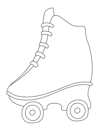 Retro roller skates isolated on white background. Hippie drawing. Wheels, riding, driving. Fun for everyone. For holiday card, banner, children, drawing, tattoo, decorative, concept, coloring book Hand drawn Vectorのイラスト素材