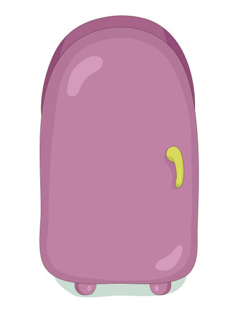 Refrigerator purple in cartoon style isolated on white background. Kitchen furniture item. Kitchen. Preservation of food at home. Vector illustration.のイラスト素材