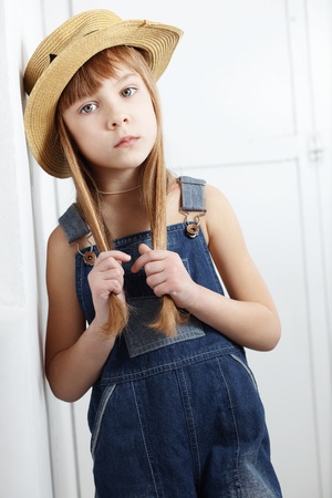 Portrait of little pin-up fashion girl sea themeの写真素材
