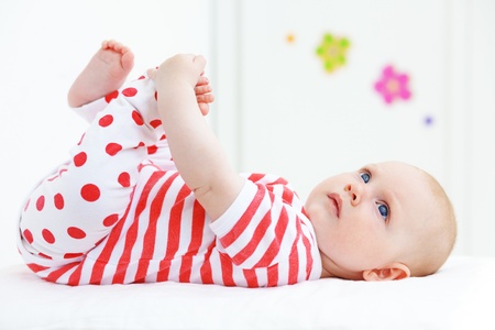Picture of a beautiful baby at homeの写真素材