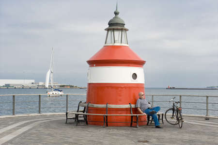 Sea beacon in he port of Copenhagen Denmarkのeditorial素材