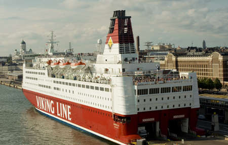 Viking Line ferry sails away from Helsinki port  taken on July 2011のeditorial素材