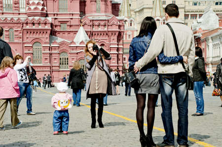 Tourists on Red Square in Moscow, taken on April 2012のeditorial素材