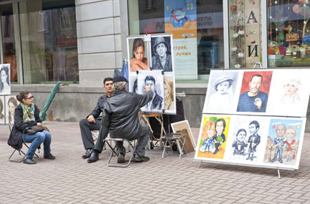 Street artist in Moscow Russia, taken on April 2012のeditorial素材