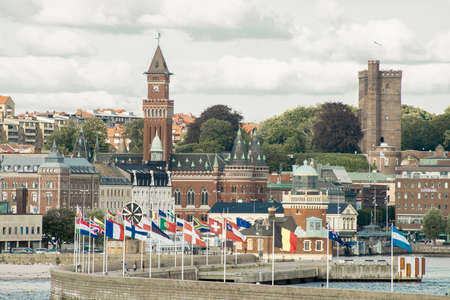 The view on Helsingborg harbor, Sweden  Taken on August 2012 のeditorial素材