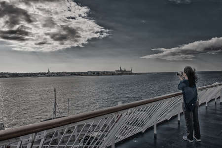 View on the Helsingor, Denmark from ferry board  Taken on August 2012 のeditorial素材