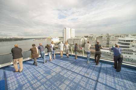 Passangers of cruise ship arrive in Stockholmi, Sweden  Taken on July 2012 のeditorial素材