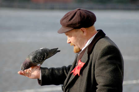 Moscow, Russia - April 2005. The actor as Lenin in performance on Red Square in Moscow.のeditorial素材