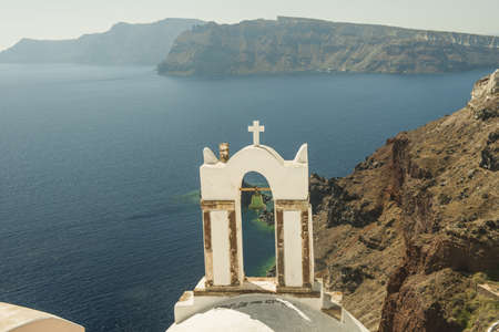  View of the sea and church Oia, Santorini, Greece -October 2012 の写真素材