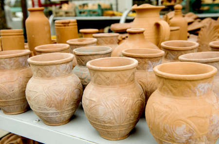 Greece ceramic pots in the gifts shop in Crete の写真素材