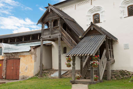 Wooden porch of Novgorod Kremlin, Russia.の写真素材