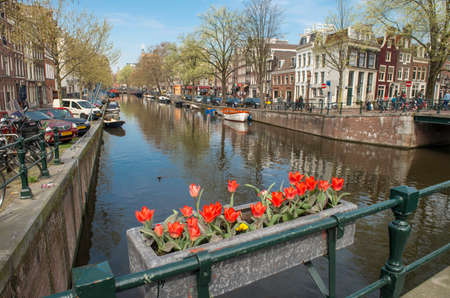 Amsterdam, The Netherlands - April 05, 2014: Amsterdam is the most watery city in the world. The number of canals have led Amsterdam to become known as âThe Venice of the Northâ. のeditorial素材