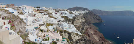 Panorama of Fira city in Santorini island, Greece.の写真素材