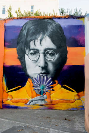 Wall paiting of portrait Jhon Lennonのeditorial素材