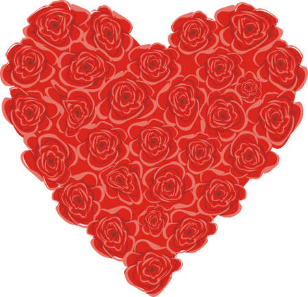 Heart made from red roses isolated on white backgroundのイラスト素材