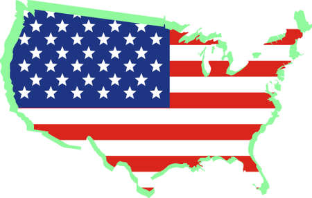 USA National flag on mapのイラスト素材