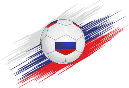 Soccer ball on the background of streaks in the form of the Russian flag.のイラスト素材