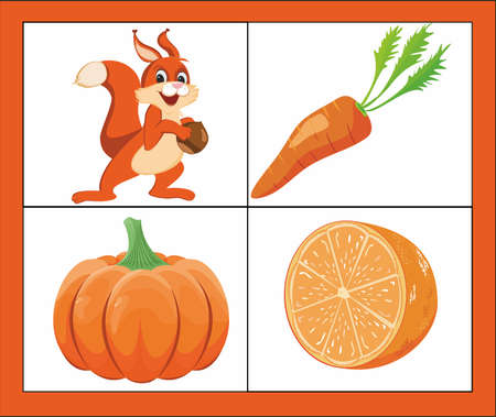 Teach with children orange color. Training material.のイラスト素材