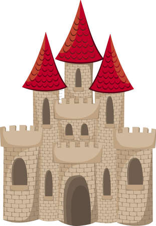 Cartoon medieval castle isolated on whiteのイラスト素材