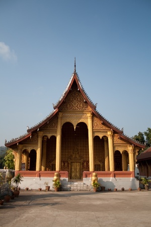 Buddhist pagoda on a background of blue skyの写真素材