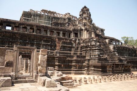 The ruins of an ancient temple in Angkorの写真素材