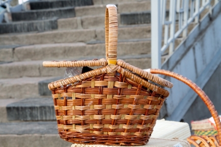 Wicker basket from a rodの写真素材