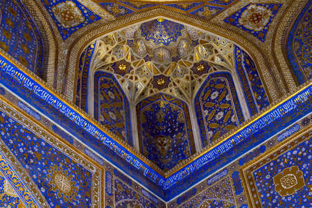 Fragment of ornament on the wall and ceiling of a religious buildingのeditorial素材